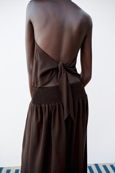 ROBE HALTER FANTAISIE - Marron de Zara - Image 7