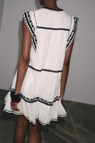 ZW COLLECTION EMBROIDERED SHORT DRESS - Ecru by Zara - Image 2