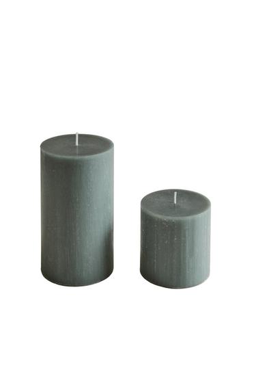 VELA DECORATIVA CILÍNDRICA - Cinzento-azul da Zara