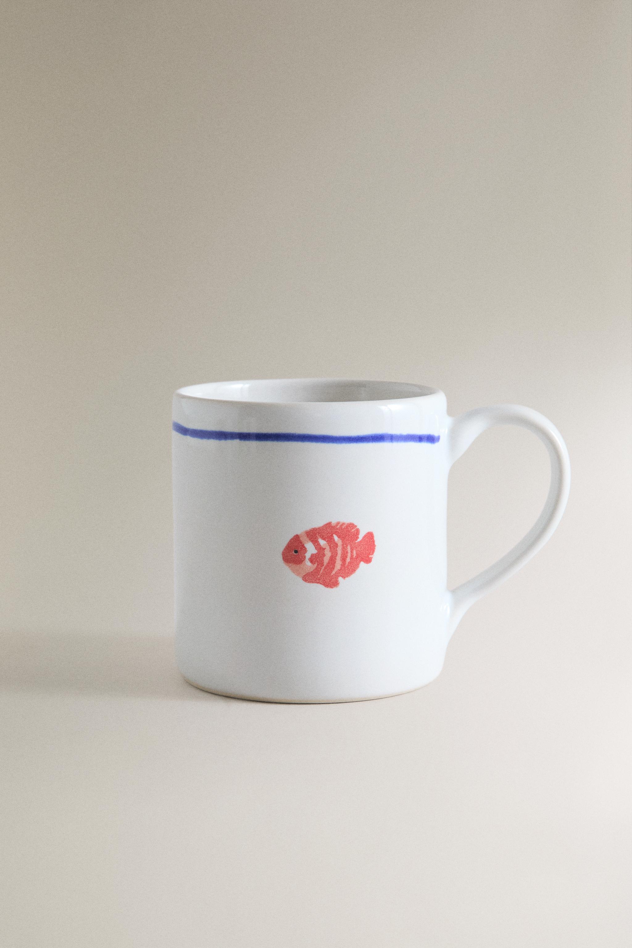 MARINE ANIMAL STONEWARE MUG — Blue