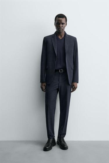 BLAZER TRAJE CUADROS - Marino de Zara - Imagen 0