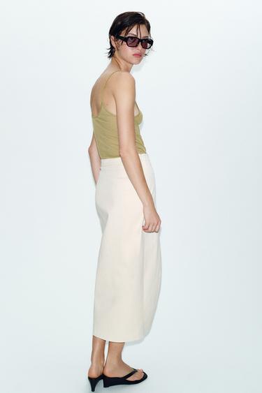JUPE PORTEFEUILLE MI-LONGUE - Écru de Zara - Image 4
