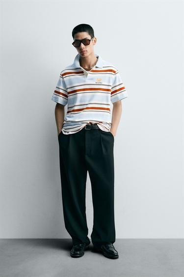 BUTTERBEAR © PRINT STRIPED POLO SHIRT - Sky blue by Zara
