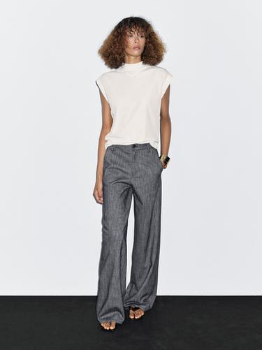 Zara Mid-rise wide-leg trousers - Deep blue - Image 0