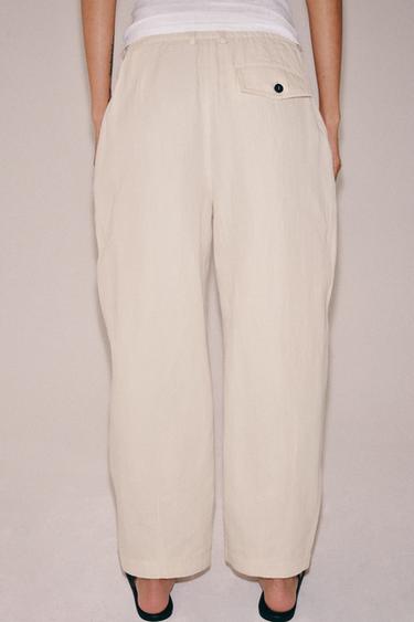 PANTALON À PINCES AVEC LIN ZW COLLECTION - Sable de Zara - Image 2
