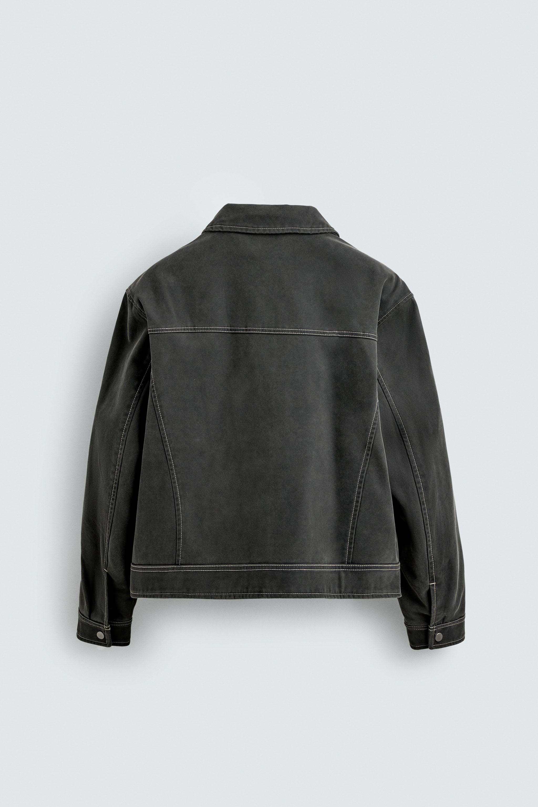 VINTAGE FAUX SUEDE JACKET - Dark gray | ZARA United States