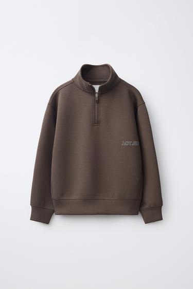 SPORTY TEXT SWEATSHIRT — Brown 2