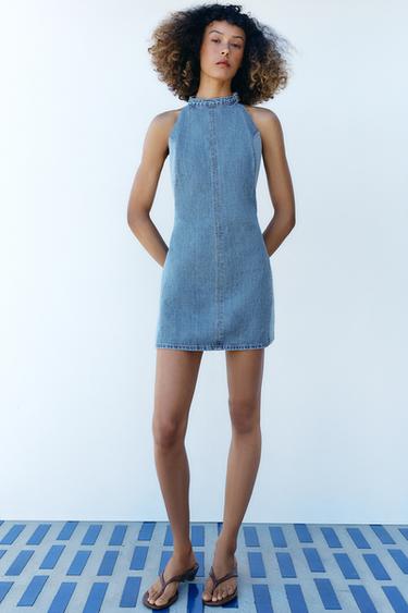 Z1975 HALTER MINI DRESS WITH OPEN BACK - Mid-blue by Zara