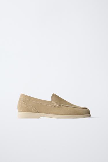Zara LEATHER DECK SHOES - Sandy Brown