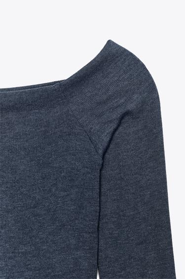 BOAT NECK T-SHIRT - Blue by Zara - Image 6