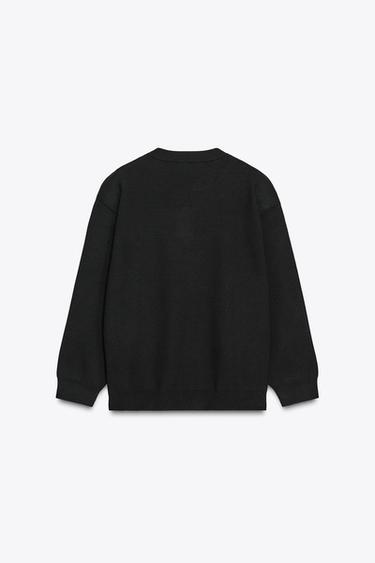 PLAIN KNIT SWEATSHIRT WITH SHOULDER PADS - Black by Zara - Image 4