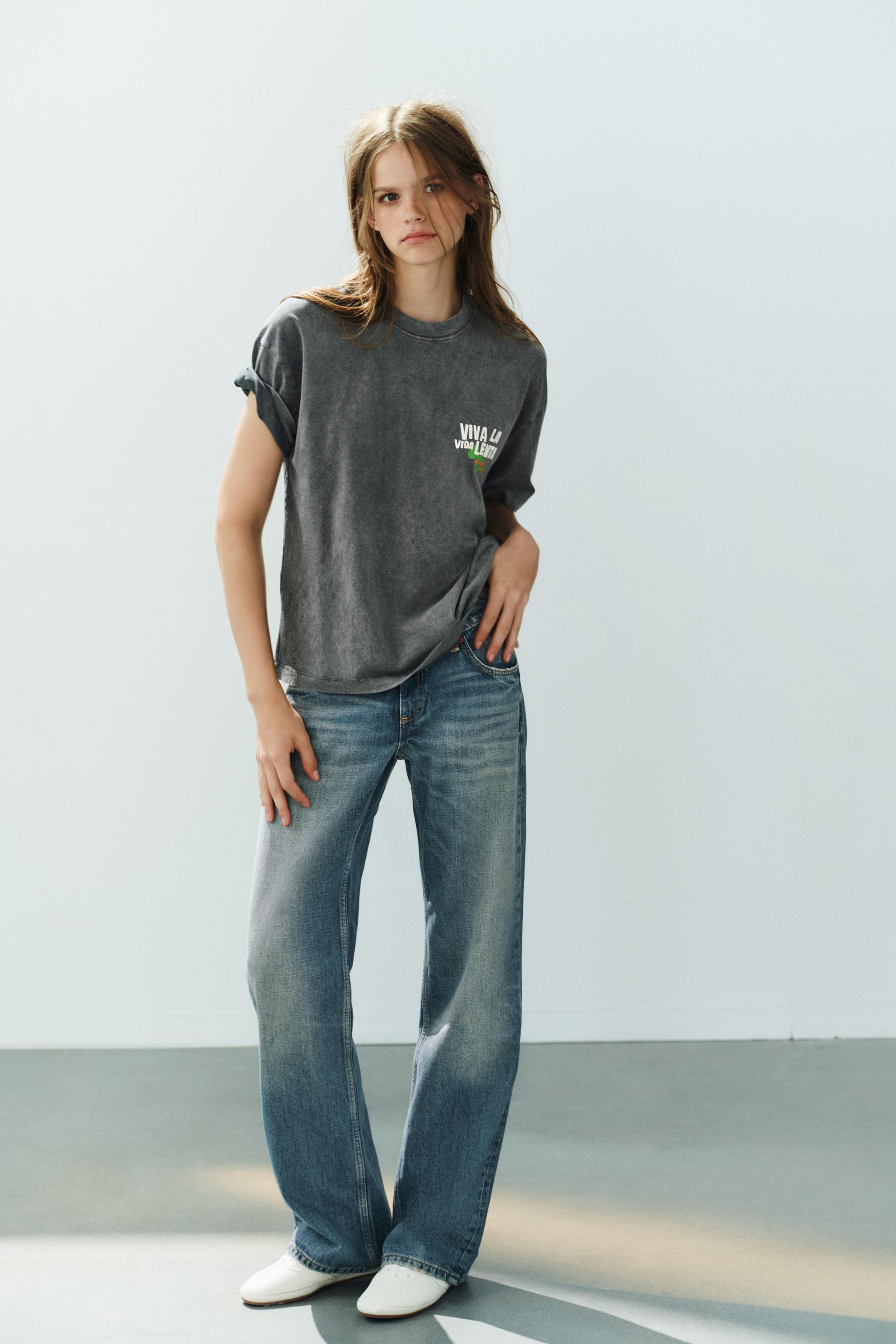 PHILIPPA COULES WASHED EFFECT T-SHIRT — Charcoal