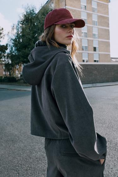 HOODED BOMBER JACKET — Anthracite grey 1