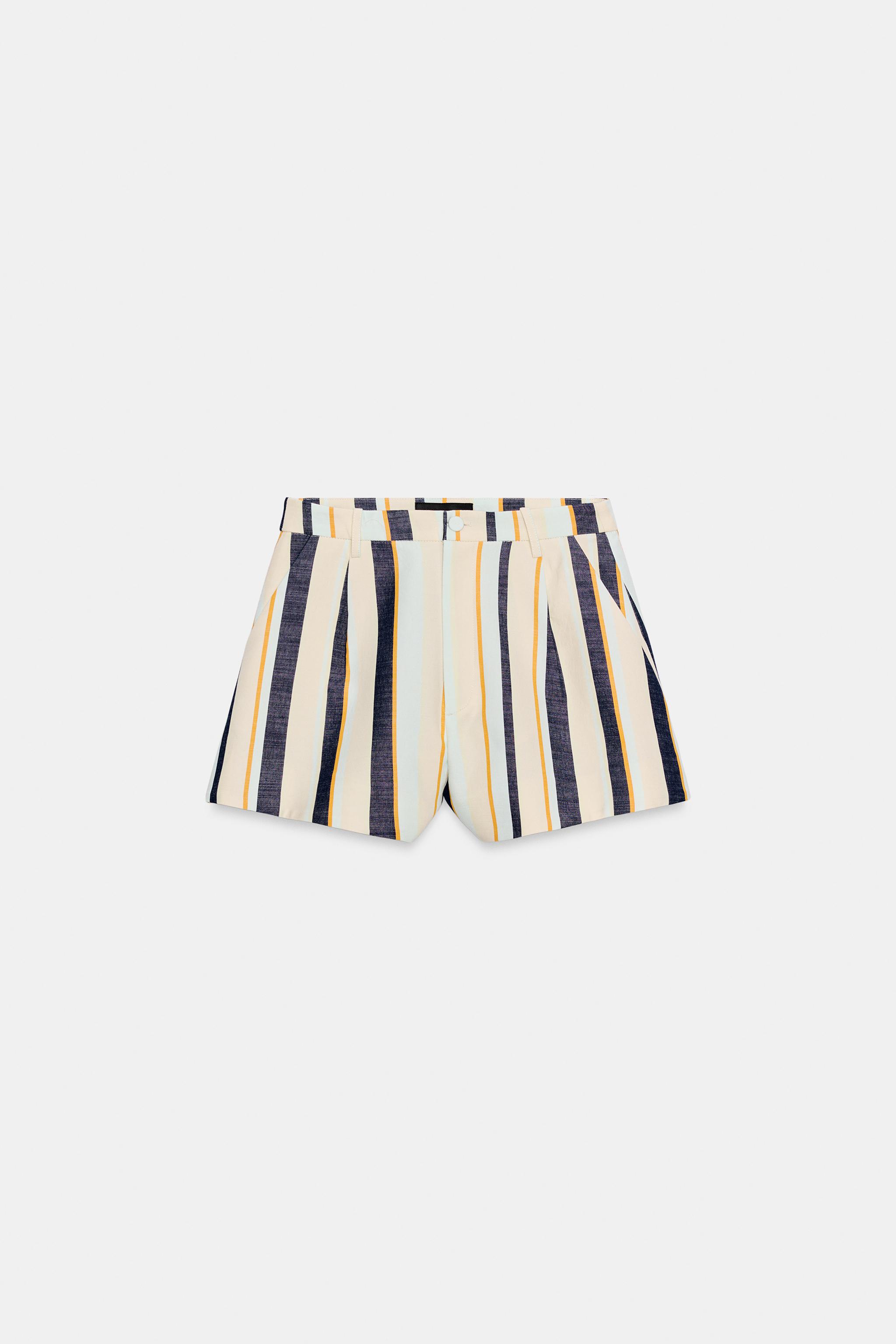 Женские шорты Zara STRIPED PLEATED SHORTS ZW COLLECTION — фото 3