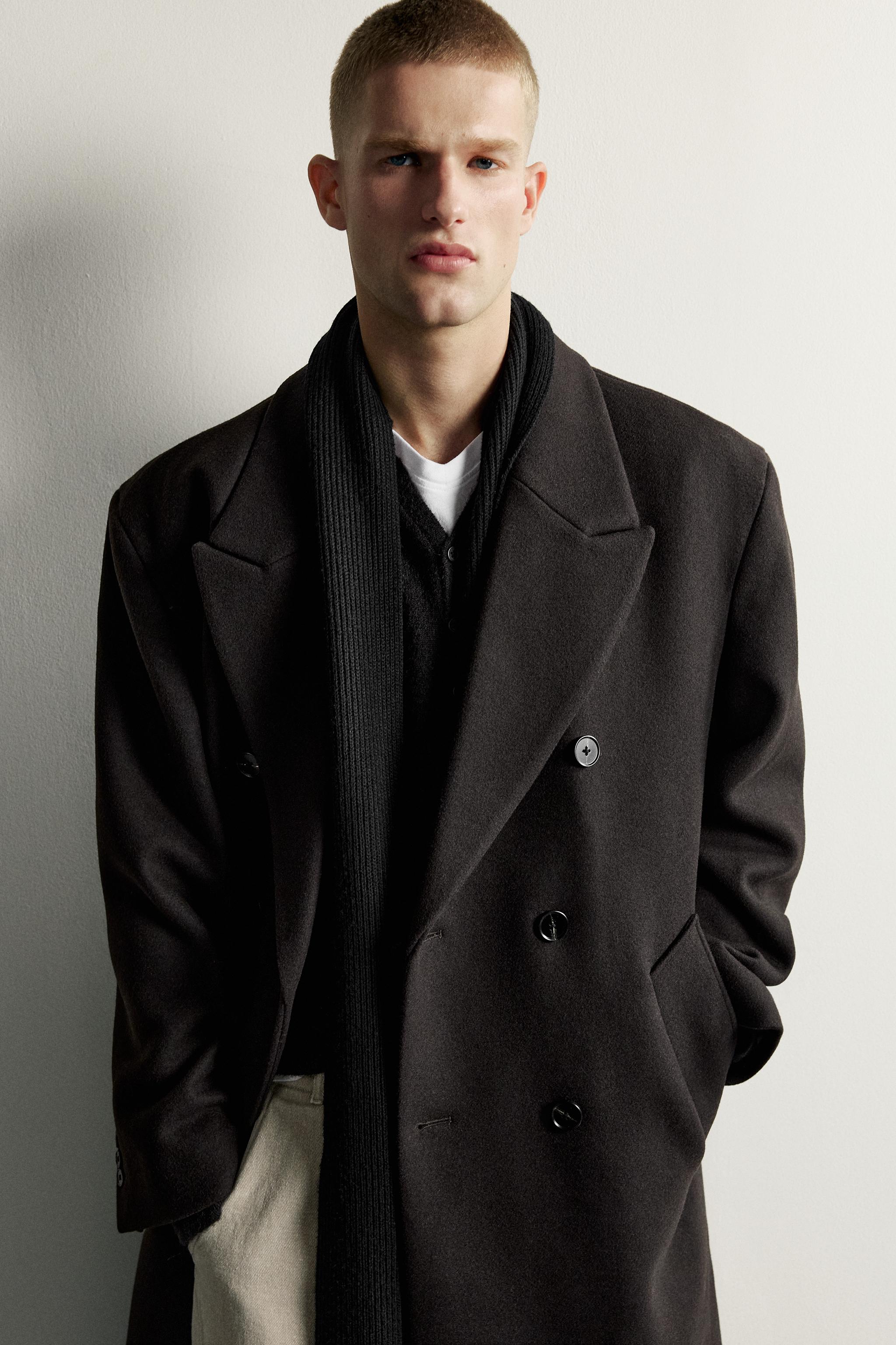 DOUBLE-BREASTED WOOL BLEND COAT