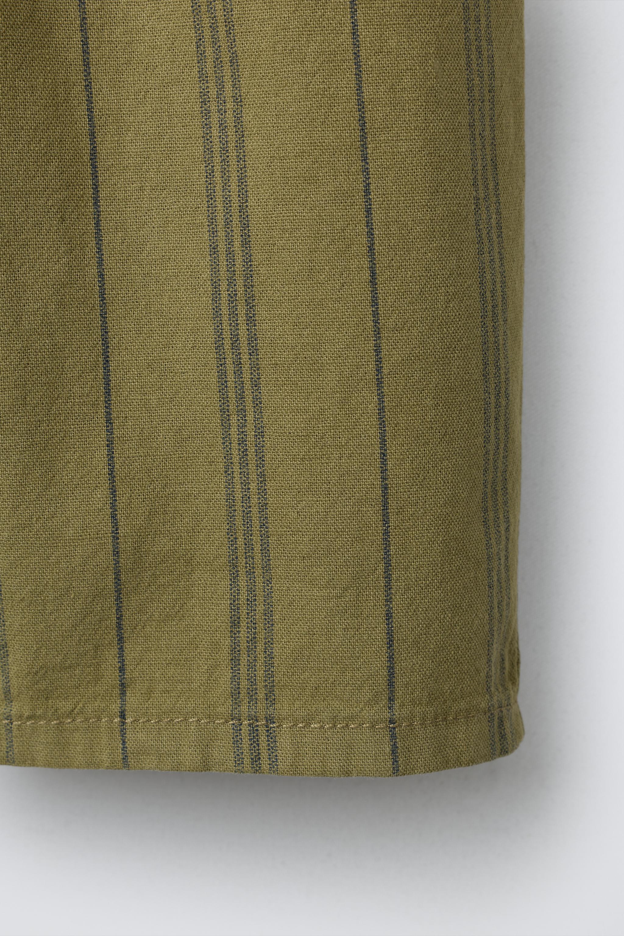 STRIPED COTTON LINEN PANTS