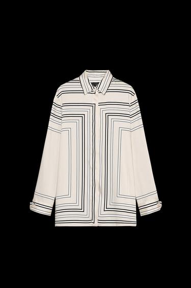 Zara PRINTED SHIRT ZW COLLECTION - Ecru - Image 0