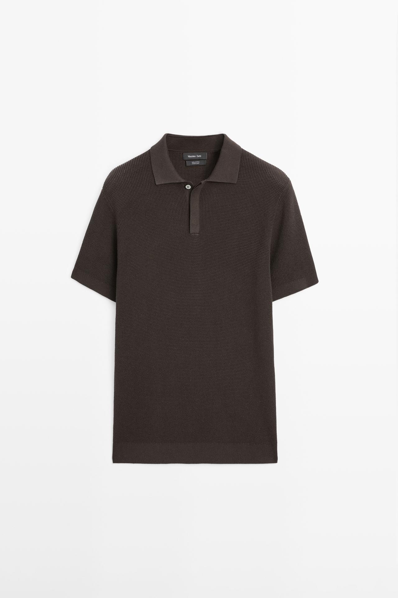 100% cotton short sleeve polo shirt — Brown marl