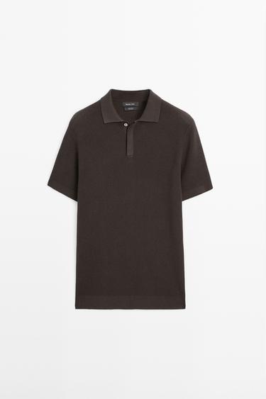 100% cotton short sleeve polo shirt — Brown marl 1
