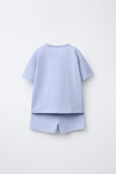 ENSEMBLE DE JOGGING T-SHIRT ET BERMUDA UNI - Bleu clair de Zara - Image 2