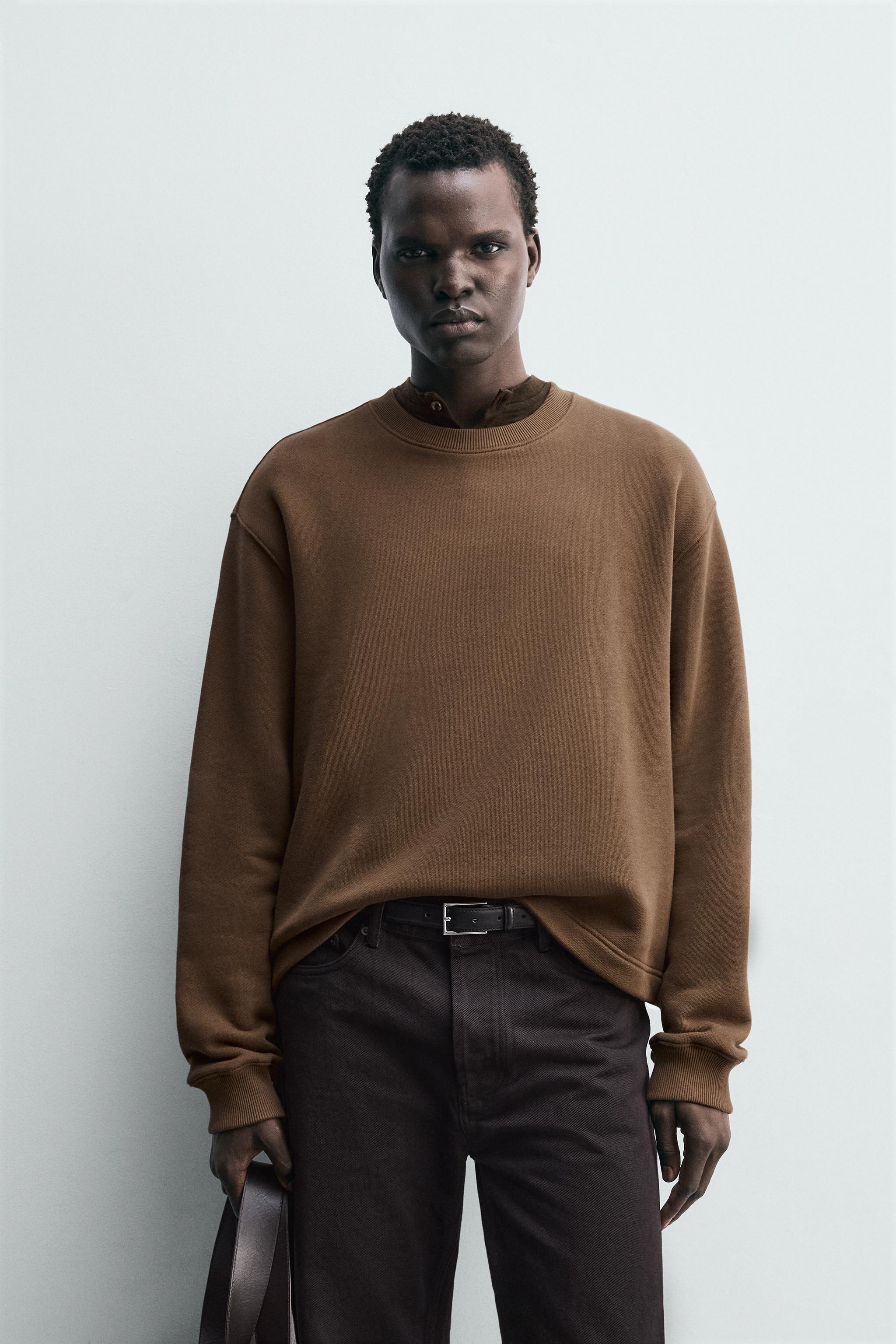 CREW NECK SWEATSHIRT WITH RIBBON DETAIL - Leather | ZARA