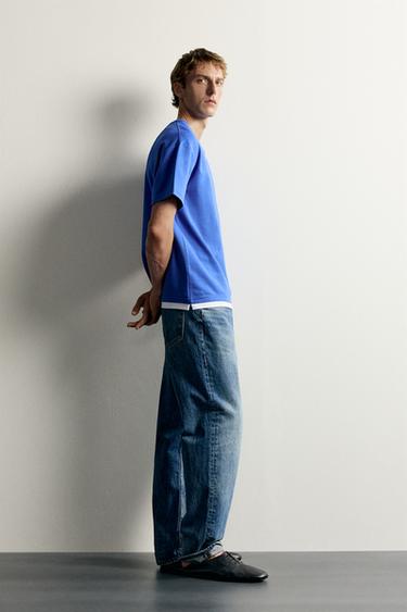 T-SHIRT COUPE RELAXED À CONTRASTES - Bleu roi de Zara - Image 3