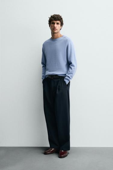 PULL EN COTON - CACHEMIRE - Bleu roi de Zara - Image 3