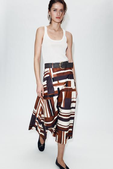 PRINTED SKIRT WITH BELT - Multicoloured by Zara