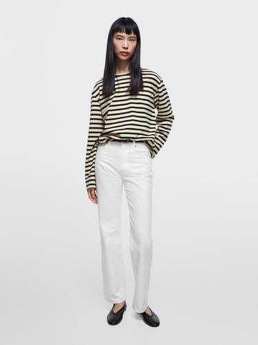 Zara Straight-leg high-waist jeans - Oyster-white