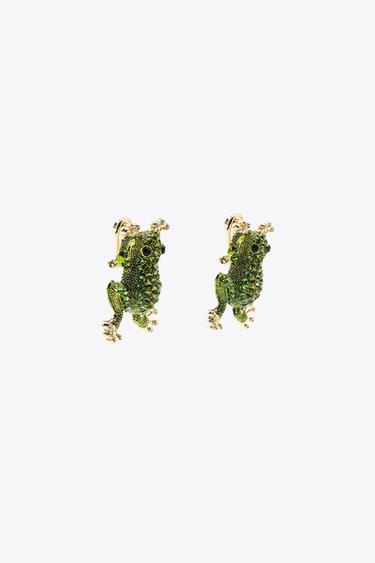 BOUCLES D'OREILLES GRENOUILLE BRILLANTS - VERT de Zara - Image 2