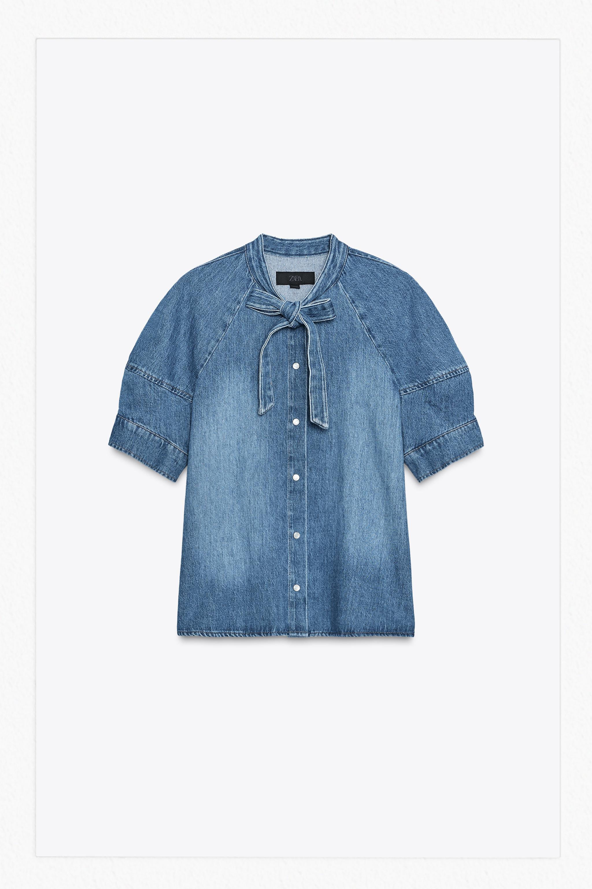 ZARA デニムポロシャツ Sサイズ ZARA デニムポロシャツ Sサイズ ライトデニムポロシャツ
