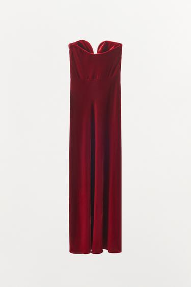 ROBE EN VELOURS BUSTIER LIMITED EDITION - Rouge foncé de Zara - Image 6