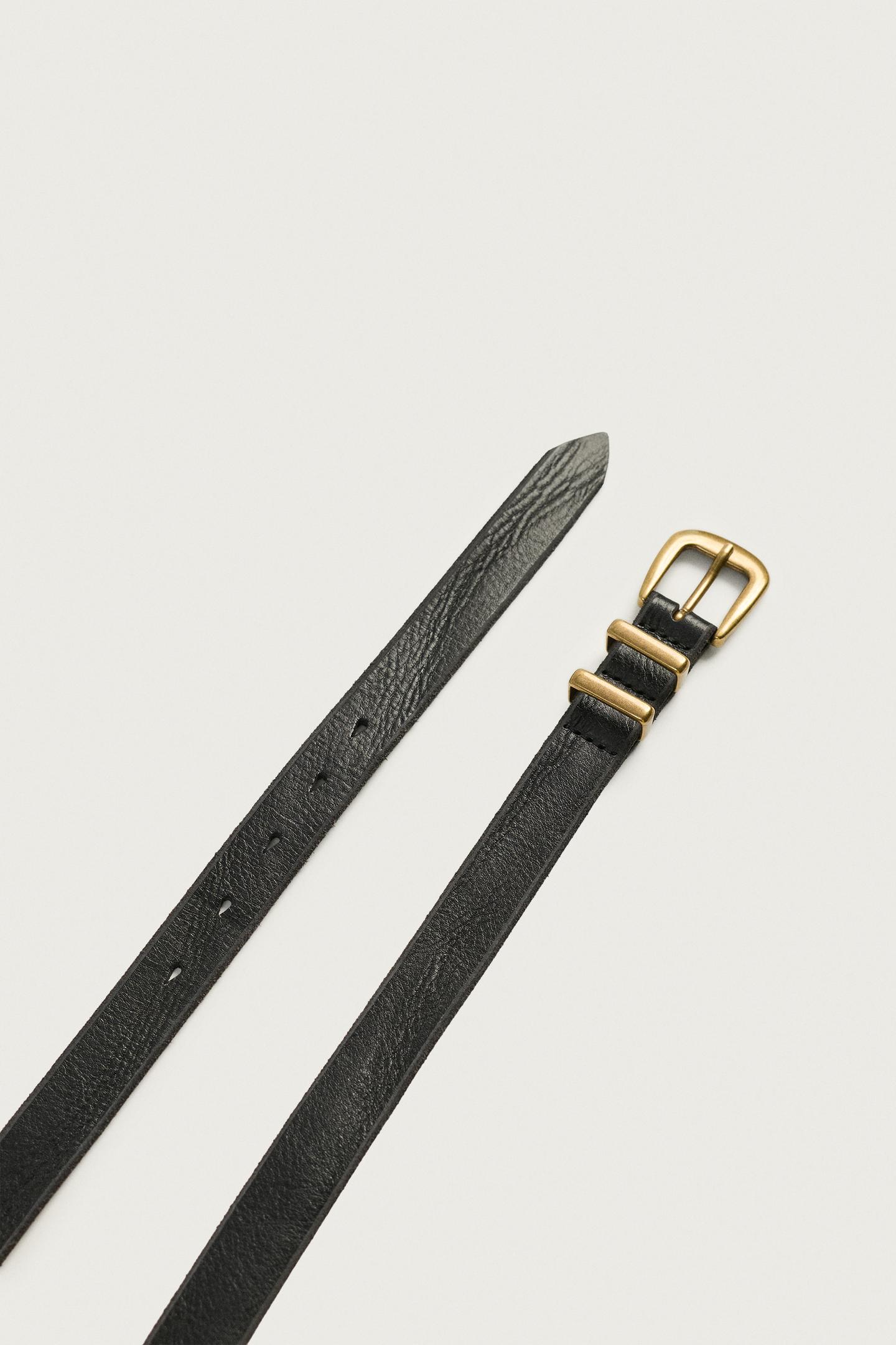 Ремень Zara Leather Belt, цвет: Чёрный — фото 4
