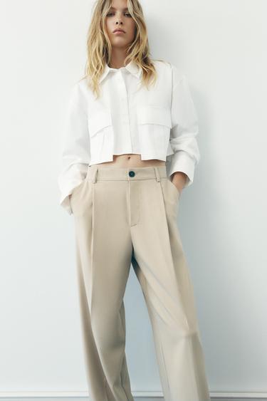 PANTALÓN PINZAS - Beige de Zara - Imagen 0