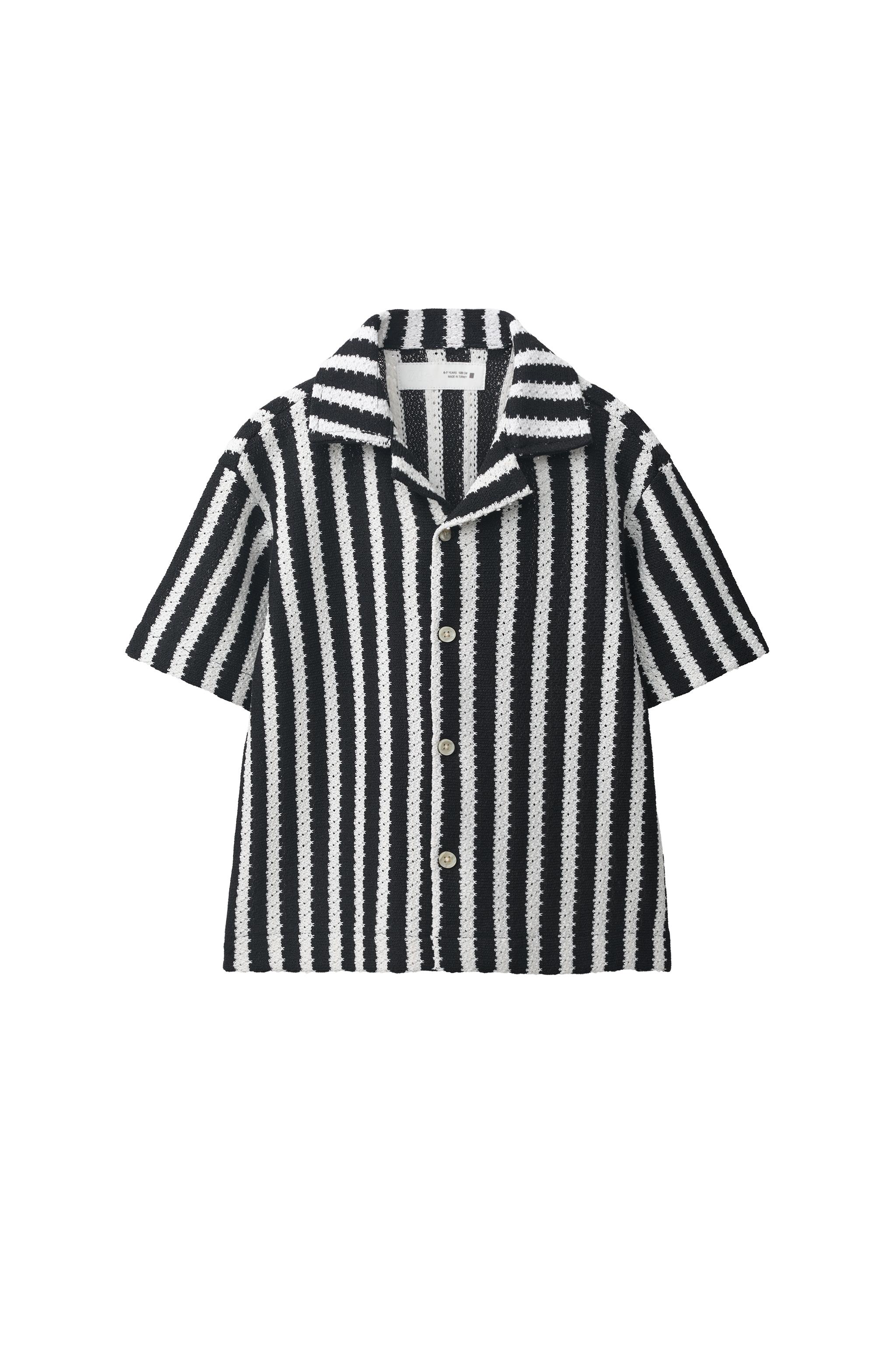 STRIPED KNIT SHIRT - Black | ZARA United States