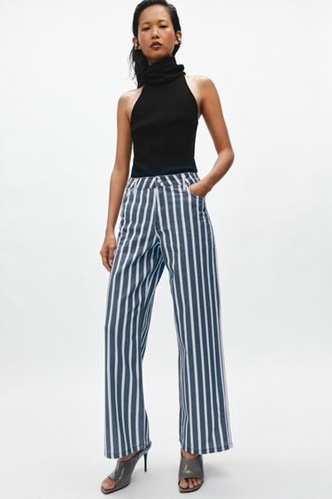 ZW COLLECTION MID-WAIST STRIPED LOOSE JEANS - Blue by Zara