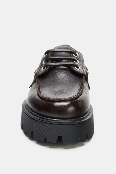 LEATHER PLATFORM LOAFERS - Brown by Zara - Image 5