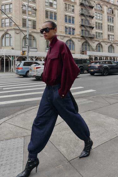 CHAQUETA BOMBER BOLSILLOS GRANDES - Burgundy de Zara
