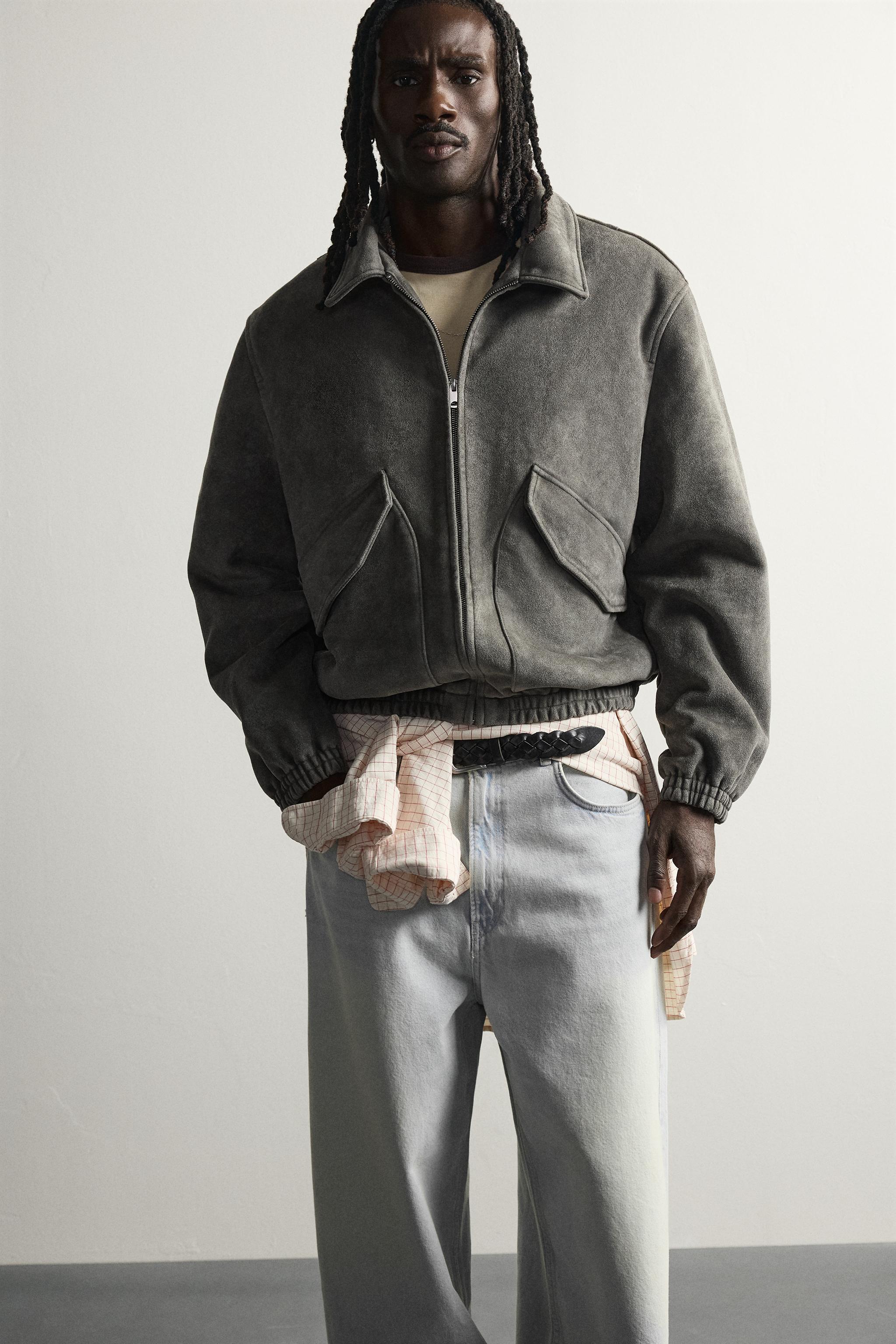 WASHED FAUX SUEDE JACKET