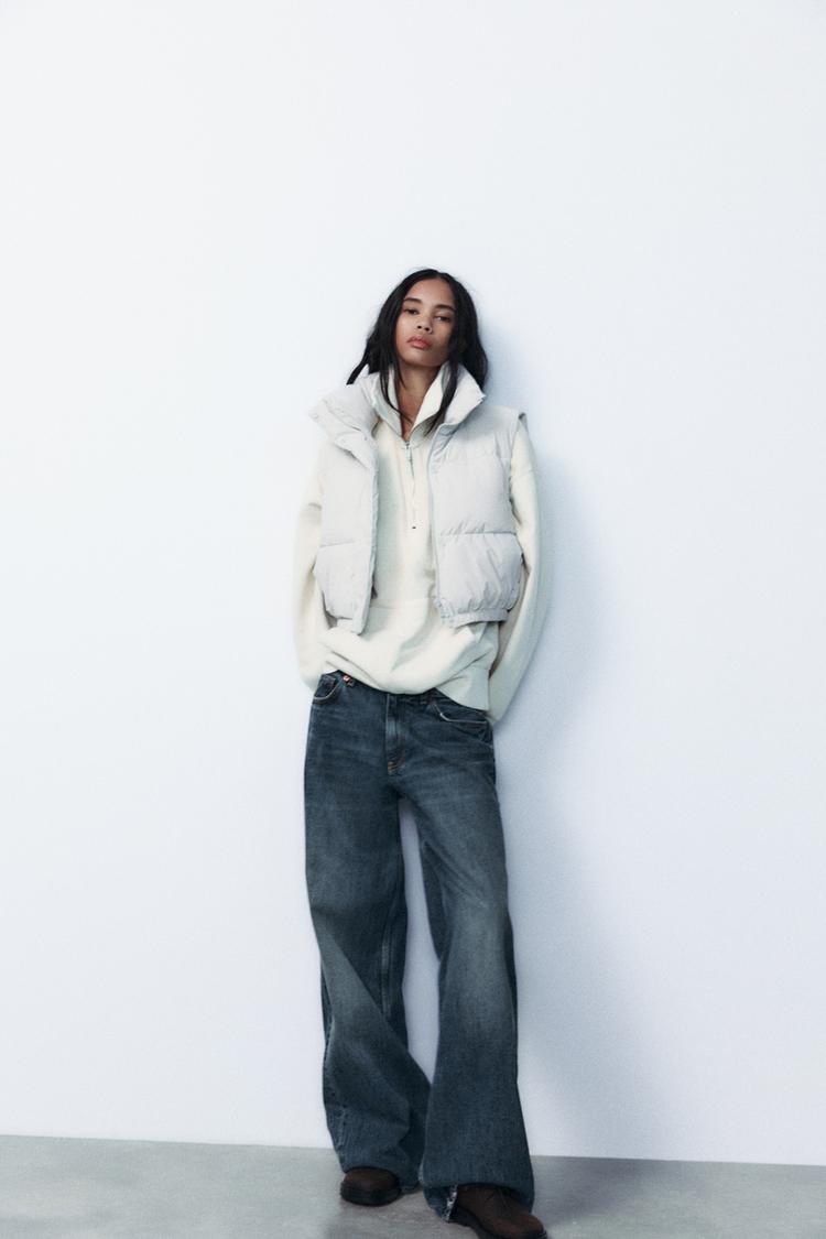 Gilet Zara Lange Steppweste Steppweste Lang Steppweste Beige Zara