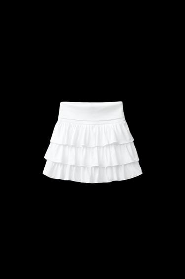 RUFFLED STRIPED BERMUDA SKORT - White by Zara - Image 0