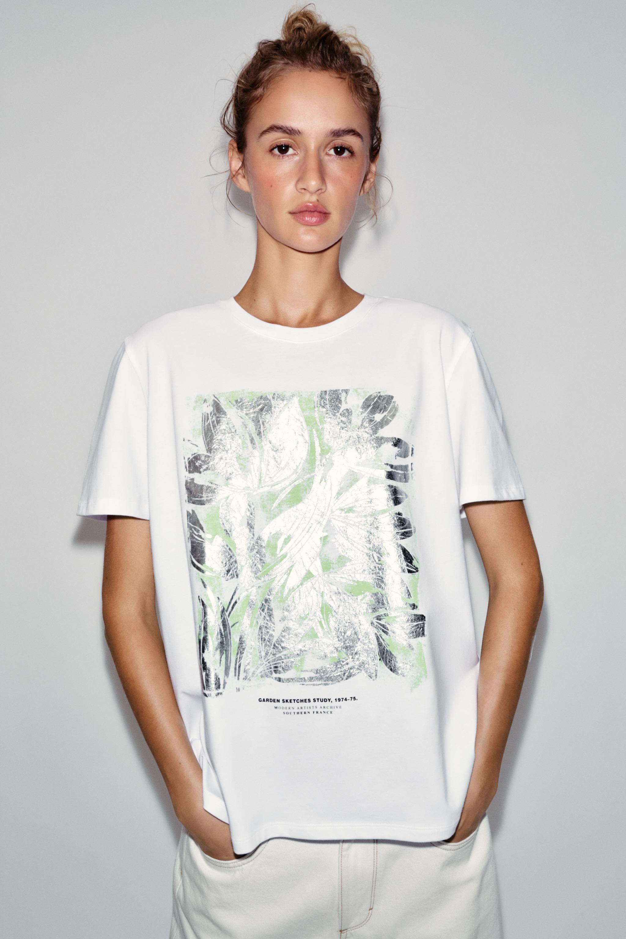 METALLIC SHORT SLEEVE T-SHIRT — Silver