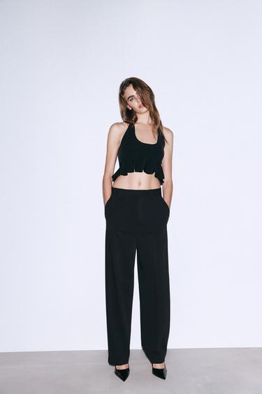 TOP DE MALHA COM BABADO - Preto da Zara - Imagem 0