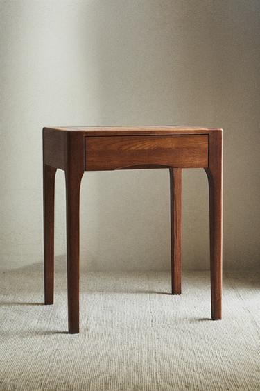 OAK BEDSIDE TABLE WITH DRAWER - Dark brown by Zara