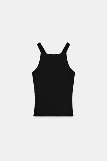 TOP CANALÉ CRUZADO - Negro de Zara