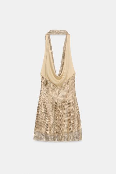 SPARKLY HALTERNECK DRESS - Golden by Zara - Image 6