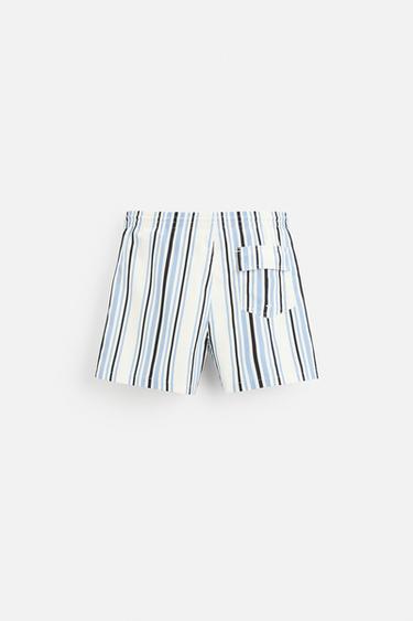 REGULAR STRIPED SWIMMING TRUNKS - Sky blue by Zara - Image 7