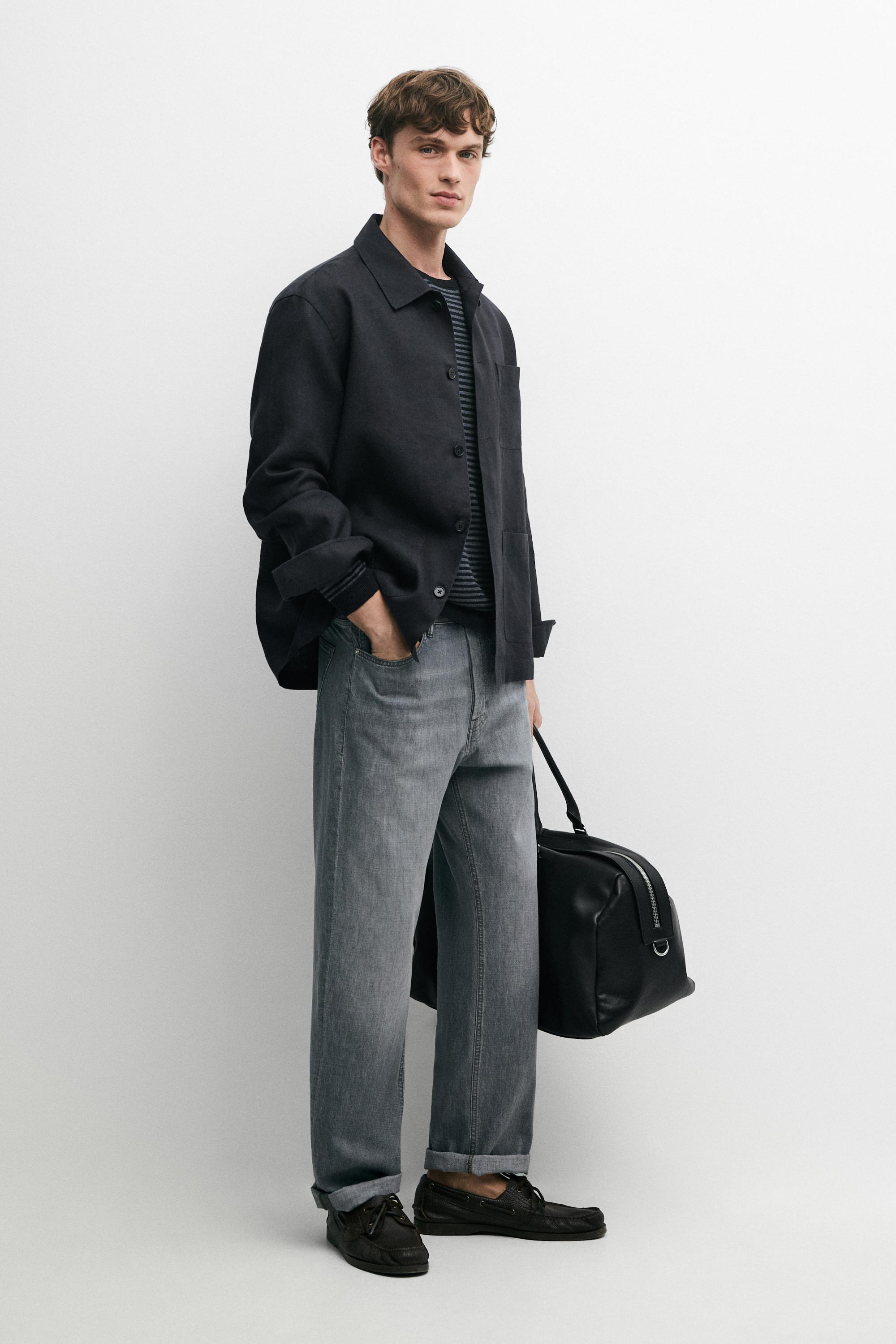 Linen total look overshirt with pocket details
