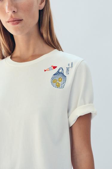 LIMITED EDITION EMBROIDERED FRONT T-SHIRT - Ecru by Zara - Image 5