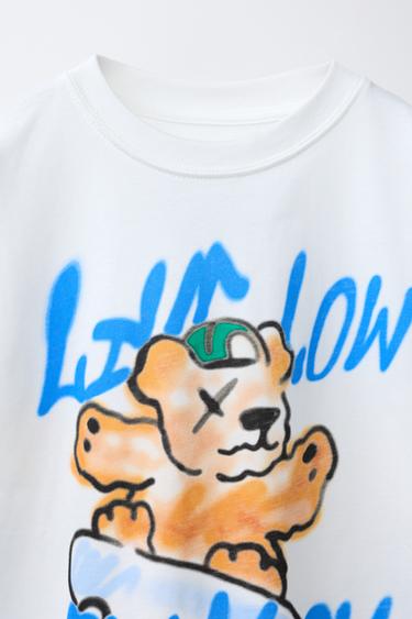 T-SHIRT IMPRIMÉ OURS - Blanc cassé de Zara - Image 2